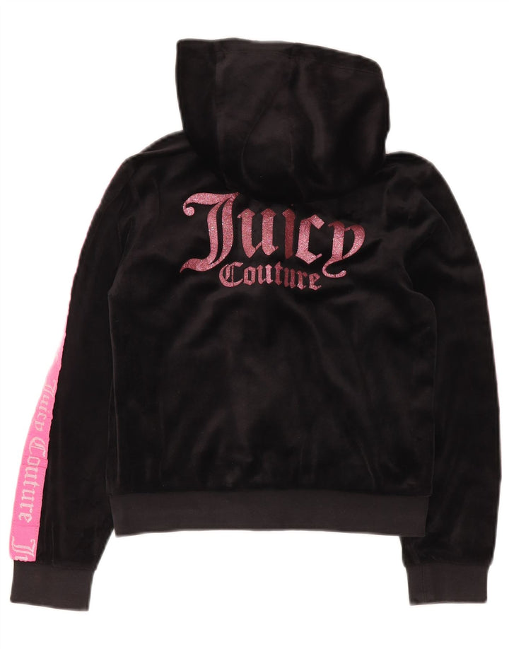 JUICY COUTURE Suéter con capucha y cremallera gráfica para niñas 9-10 años Negro