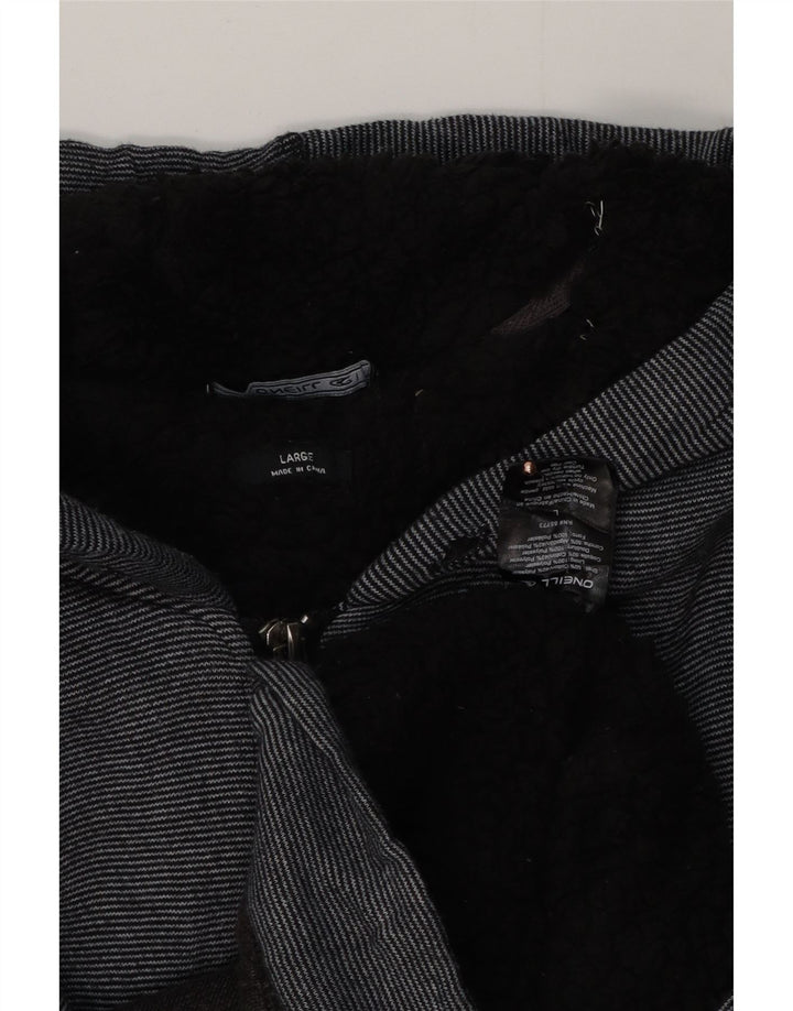 O'Neill Suéter con capucha y cremallera para hombre Poliéster a rayas negras grandes