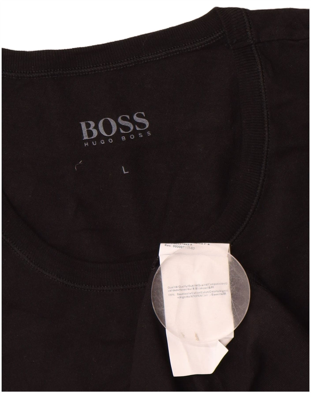 Hugo Boss Hombre Camiseta Top Grande Algodón Negro