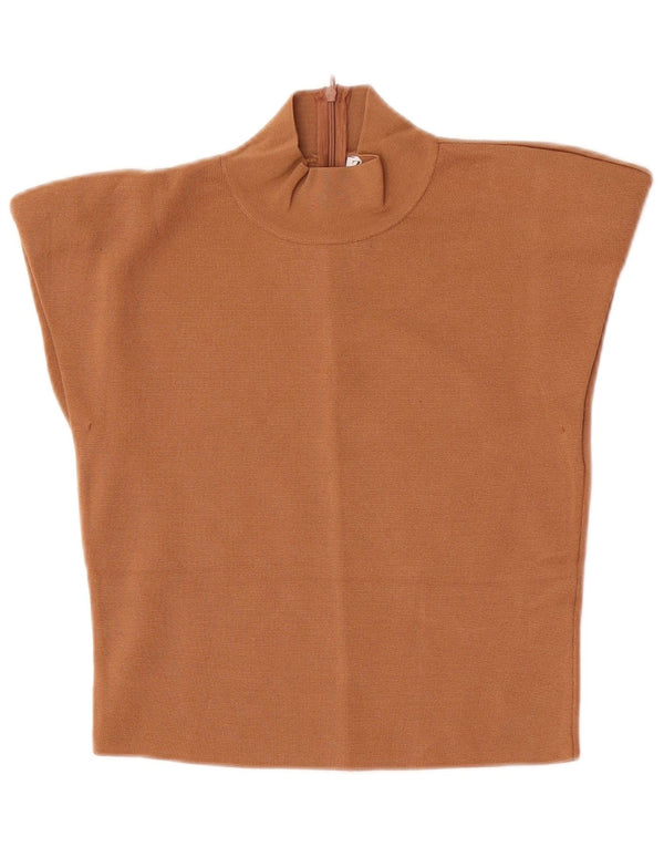 Zara Mujer Blusa Corta Top UK 42 Viscosa Beige Medio