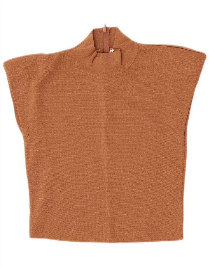 Zara Mujer Blusa Corta Top UK 42 Viscosa Beige Medio