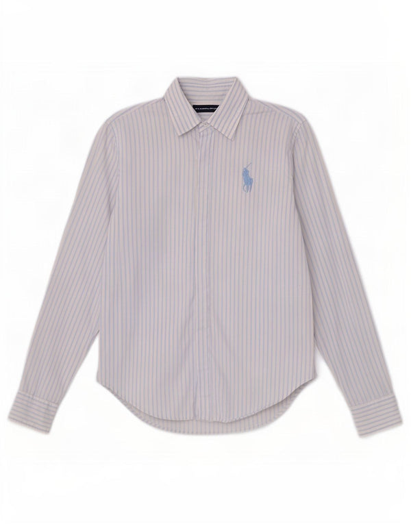 Ralph Lauren - Camisa para mujer (talla 6), color azul medio, algodón a rayas