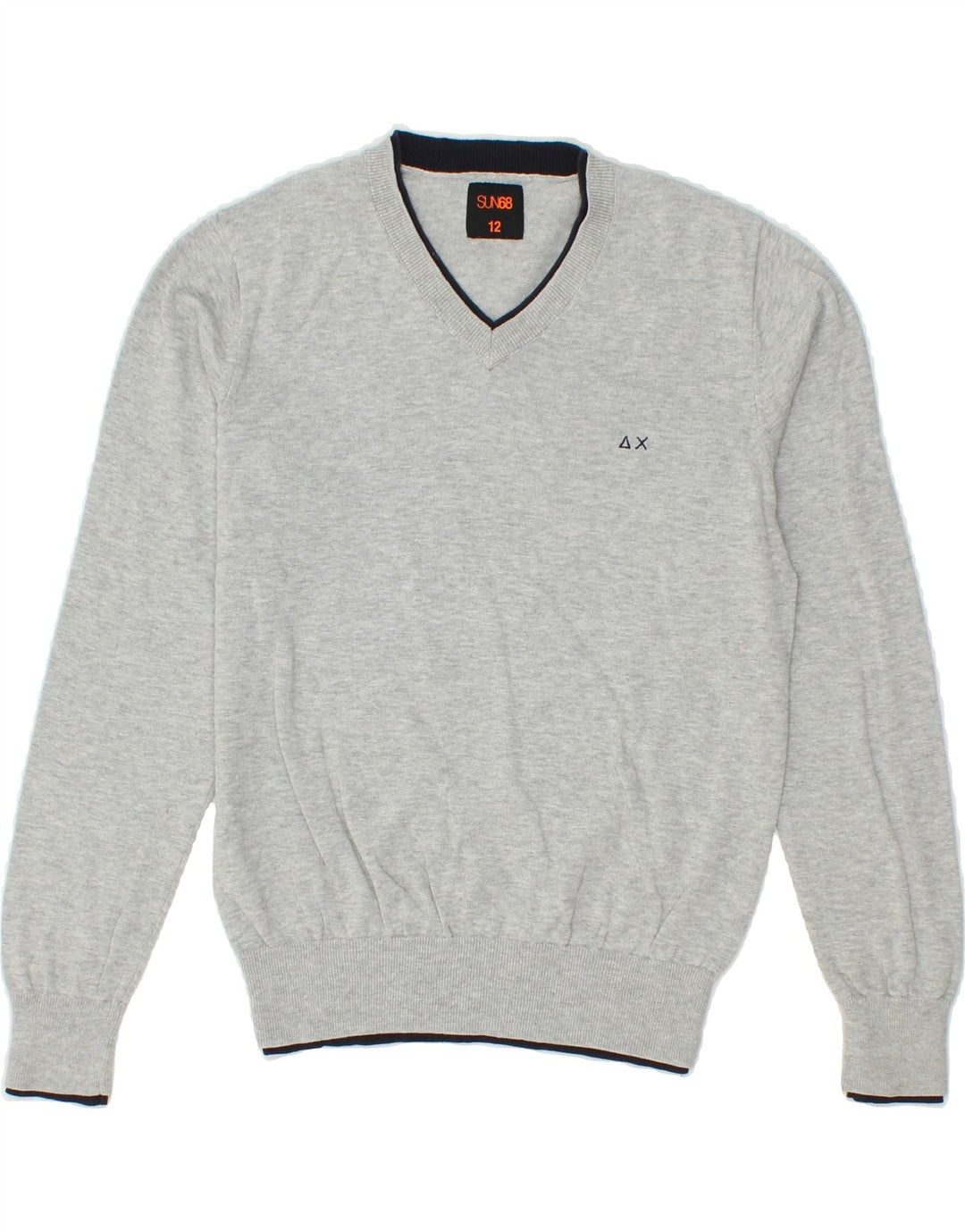 SUN68 Boys V-Neck Jumper Sweater 11-12 Years Grey Cotton Vintage Sun68 and Second-Hand Sun68 from Messina Hembry 