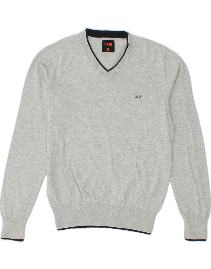 SUN68 Boys V-Neck Jumper Sweater 11-12 Years Grey Cotton Vintage Sun68 and Second-Hand Sun68 from Messina Hembry 
