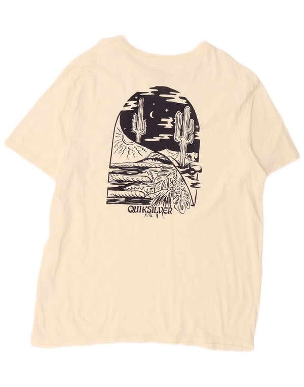 Quiksilver Camiseta gráfica de corte regular para hombre Top 2XL Algodón blanco roto