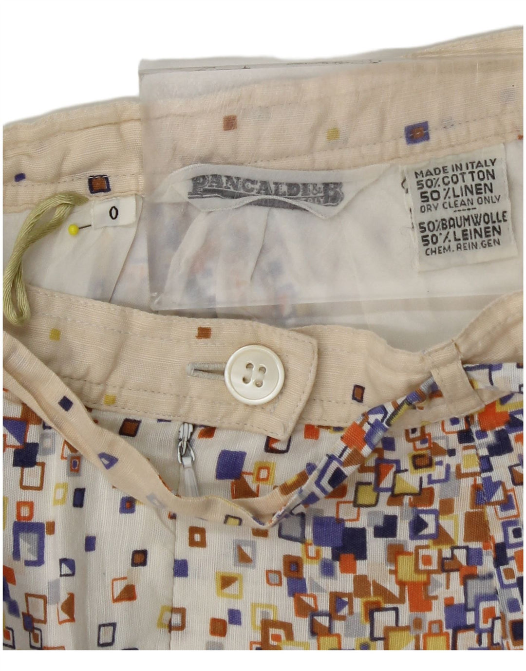 PANCALDI & B Conjunto de falda de 2 piezas para mujer UK 4 XS W24 Algodón geométrico beige