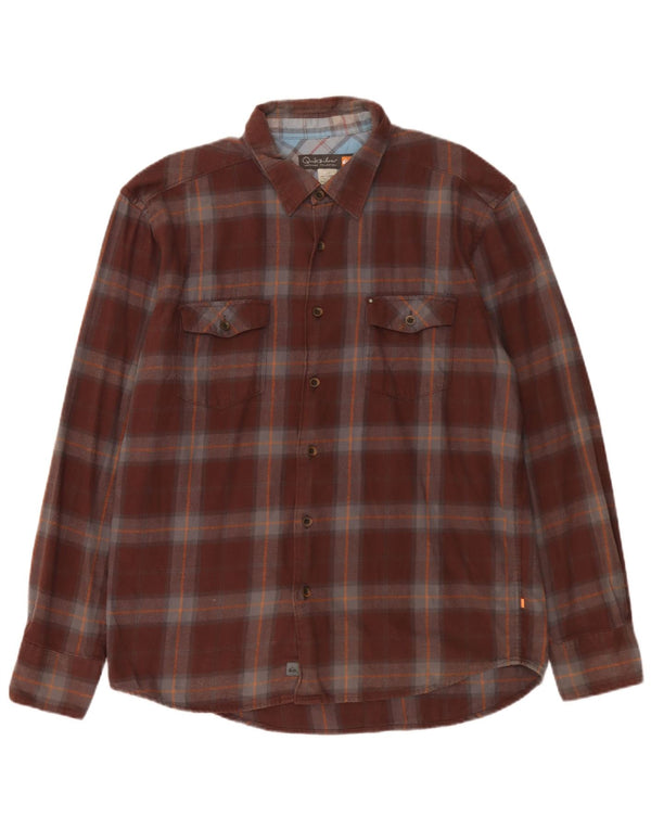 Quiksilver Camisa De Franela De Algodón A Cuadros Marrón Grande Hombre