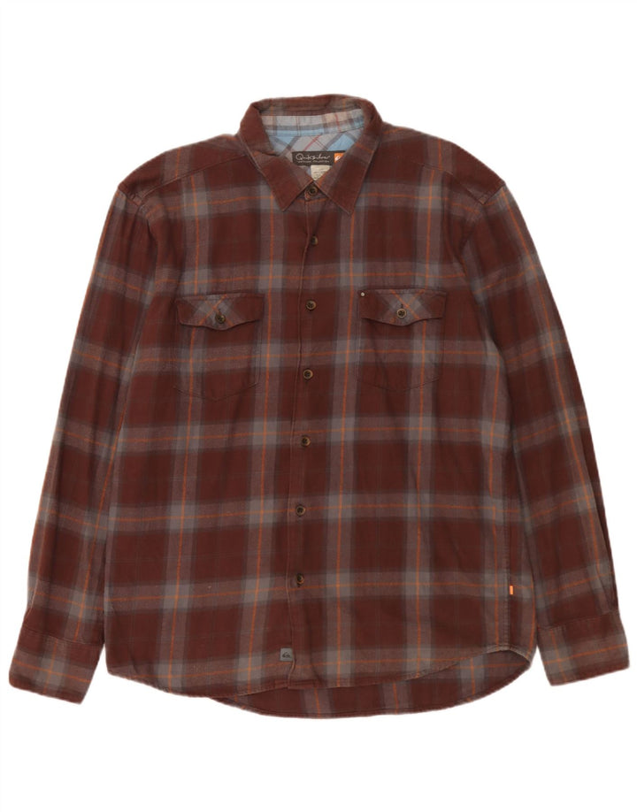 Quiksilver Camisa De Franela De Algodón A Cuadros Marrón Grande Hombre