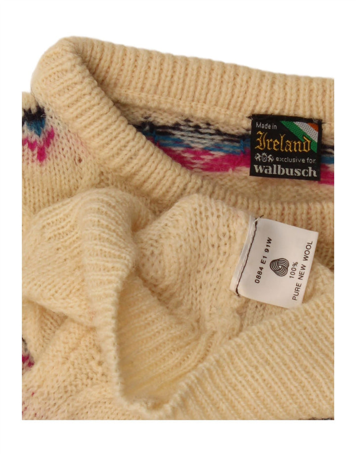 WALBUSCH Suéter tipo jersey con cuello alto para mujer Reino Unido 40 Grande Beige Fair Isle