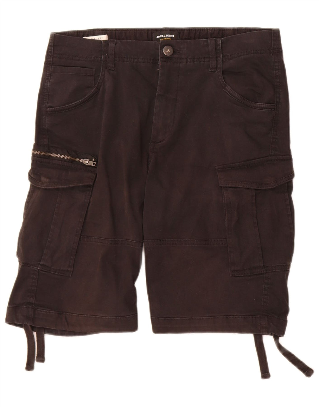 Jack & Jones Mens Cargo Shorts Medium W32 Algodón Negro
