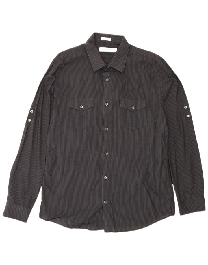 Camisa CALVIN KLEIN Hombre Mediana Algodón Rayas Negras