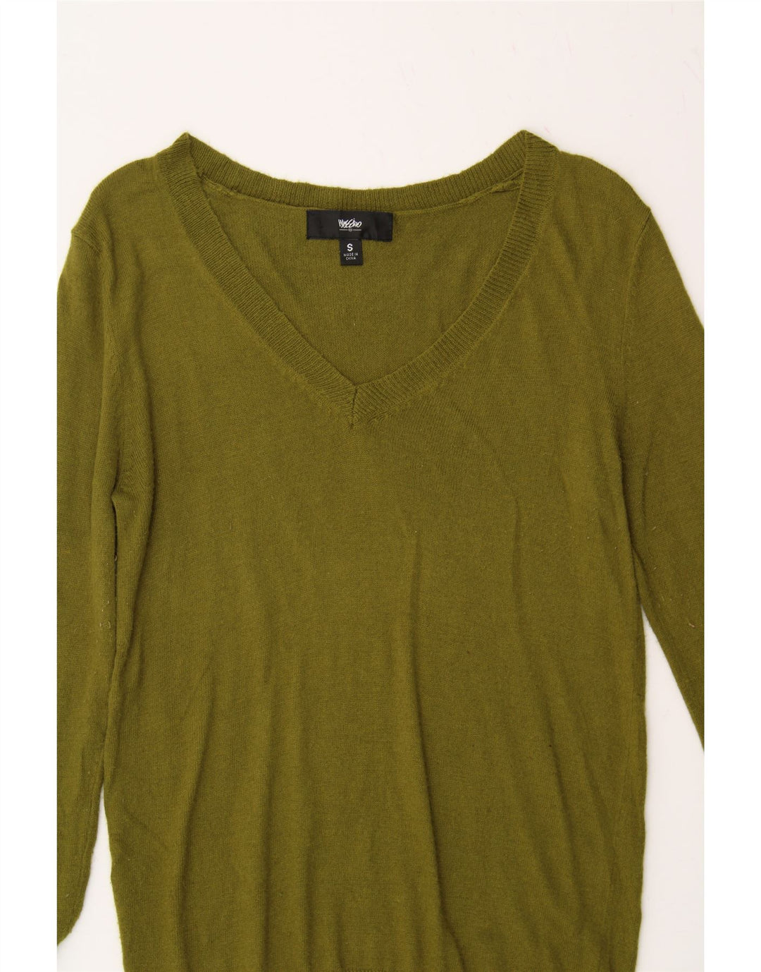 MOSSIMO Womens V-Neck Jumper Sweater UK 10 Small Khaki Nylon Vintage Mossimo and Second-Hand Mossimo from Messina Hembry 