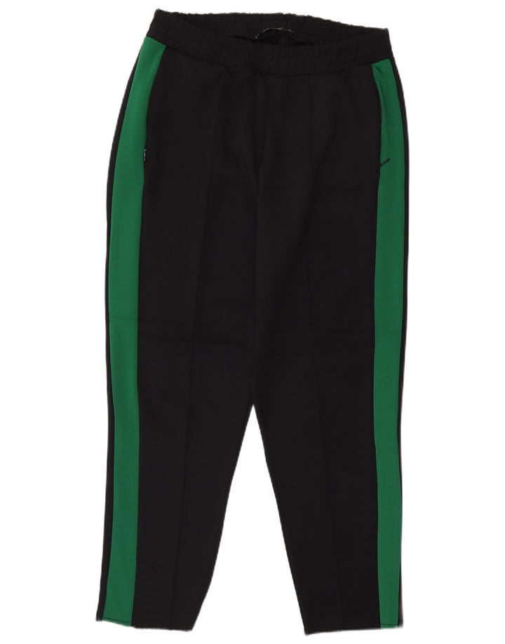 Zara Mujer Pantalones De Chándal UK 42 Mediano Negro Colorblock Poliamida