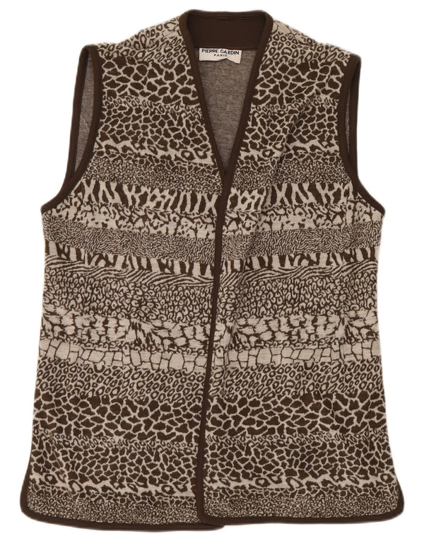 Chaleco Mujer Pierre Cardin IT 44 Lana Estampado Animal Marrón Medio