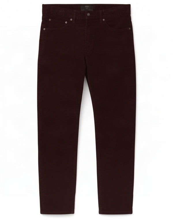 Marks & Spencer Mens Slim Fit Corduroy Trousers W32 L29 Burgundy Cotton