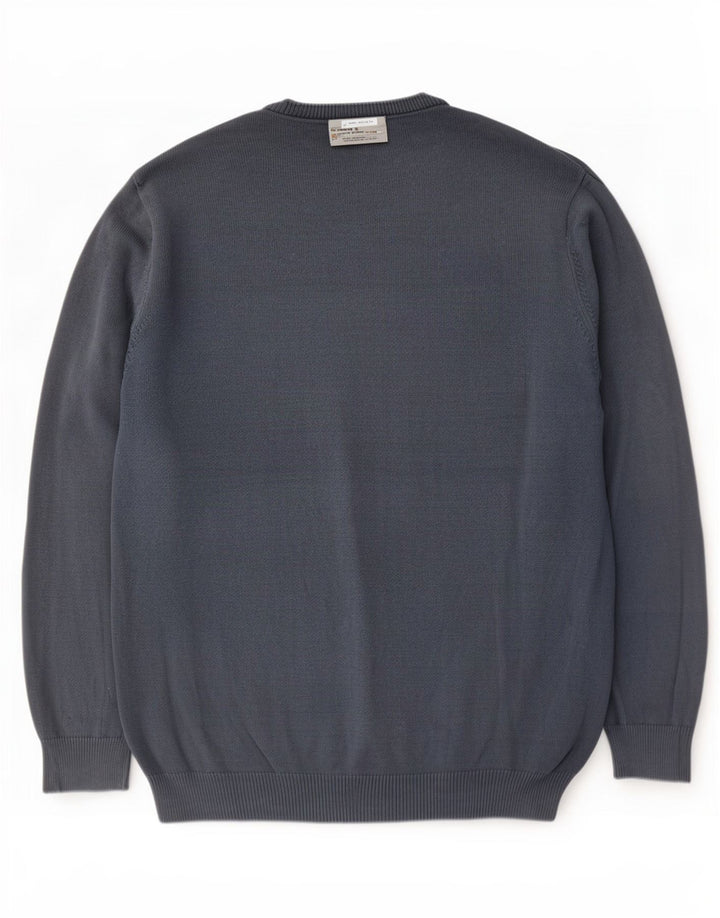 Marks & Spencer Suéter tipo jersey con cuello redondo y corte regular para hombre, talla grande, azul marino