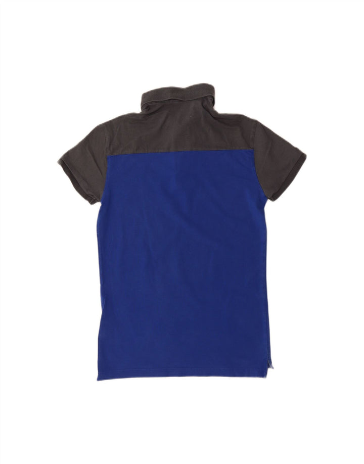 CALVIN KLEIN Mens Polo Shirt Small Blue Colourblock Cotton