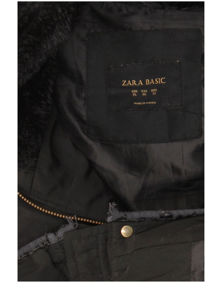 Zara Mujer Chaqueta Acolchada ES 40 XL Poliéster Negro
