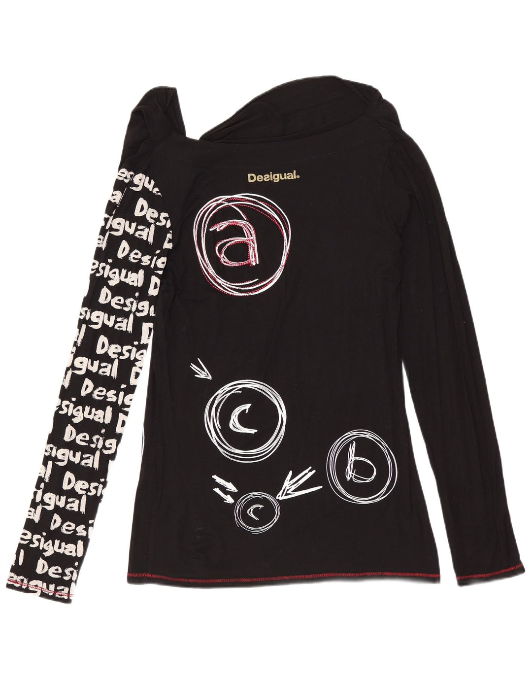 DESIGUAL Top gráfico con hombros descubiertos para mujer, manga larga, UK 42, mediano, negro