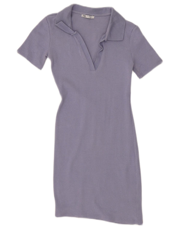 Zara Vestido Polo Mujer UK 8 Small Púrpura