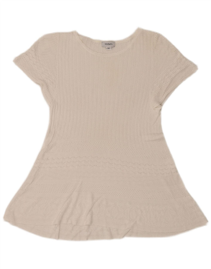 Max & Co. Vestido evasé de crochet transparente para mujer UK 10 Small White