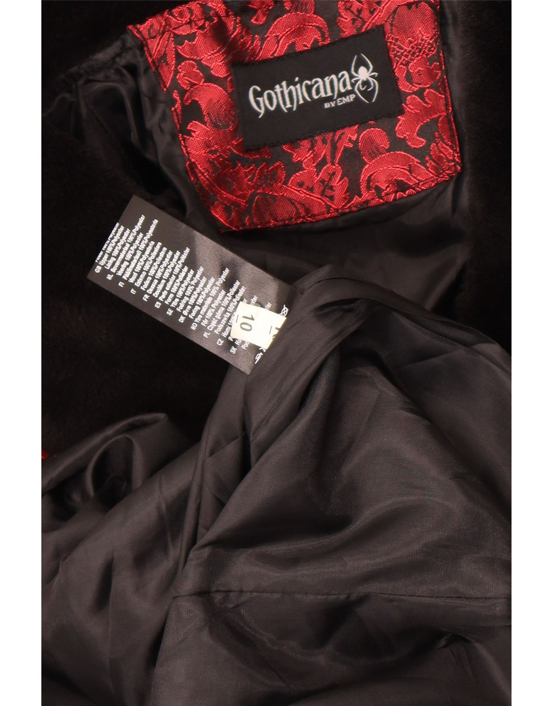 EMP Abrigo Gothicana de Mujer con Doble Botonadura UK 40 Pequeño Poliéster Floral Rojo