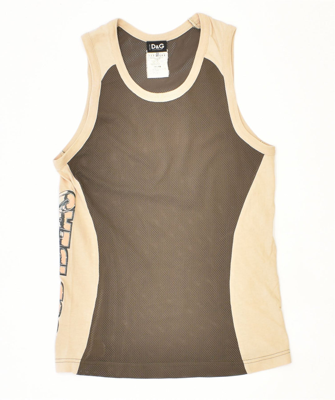 DOLCE & GABBANA Top sin mangas ajustado para mujer IT 46 Poliéster caqui grande