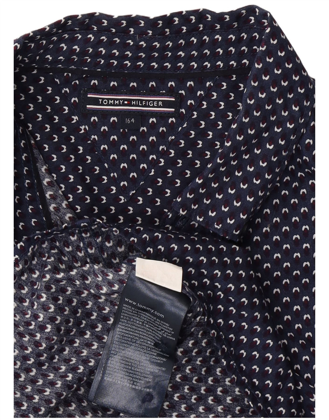 TOMMY HILFIGER Camisa con estampado abstracto para niño 13-14 años Azul marino Algodón