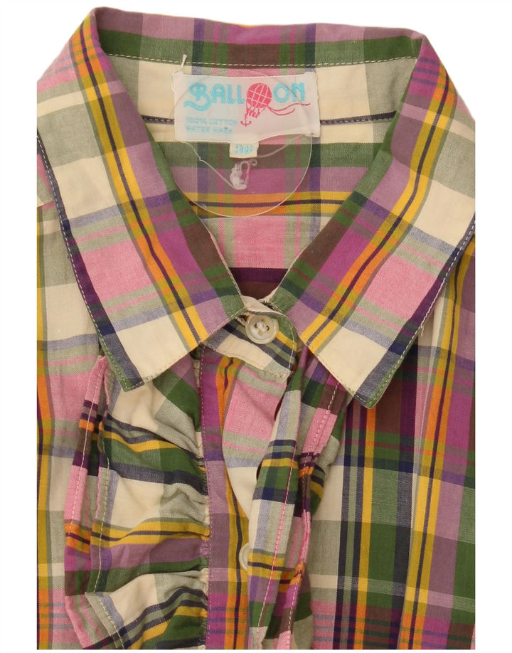Camisa de gran tamaño con volantes en la parte delantera para mujer IT 36 XS Cuadros multicolores