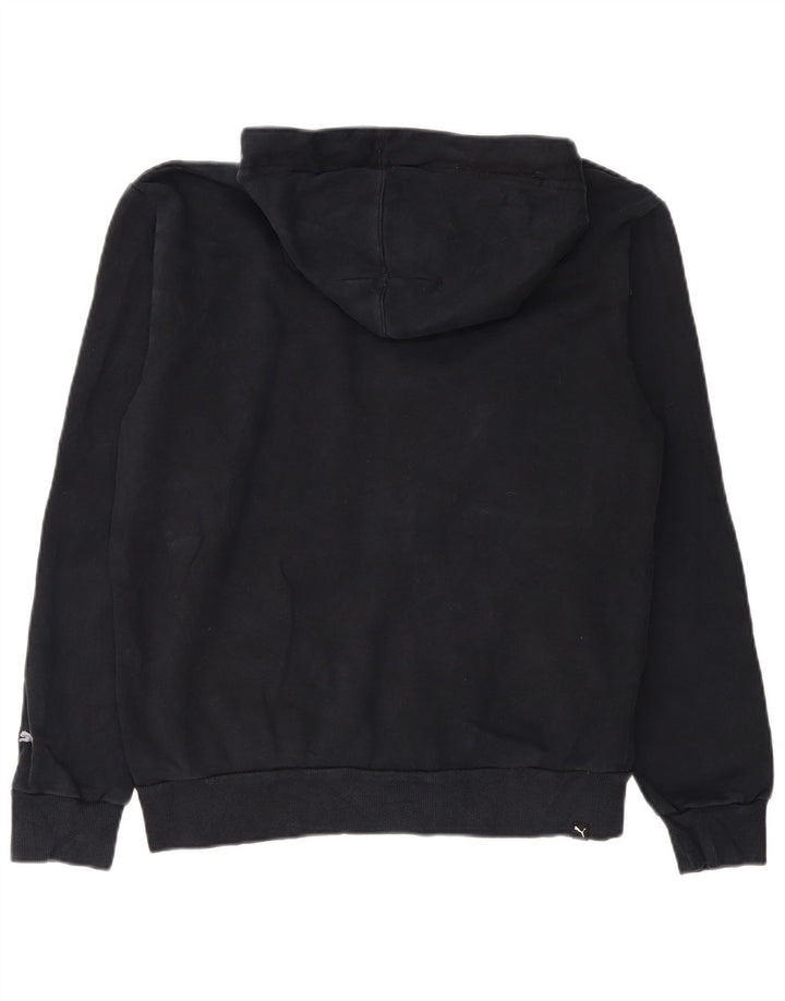Puma Sudadera con capucha y cremallera gráfica para hombre, algodón negro mediano