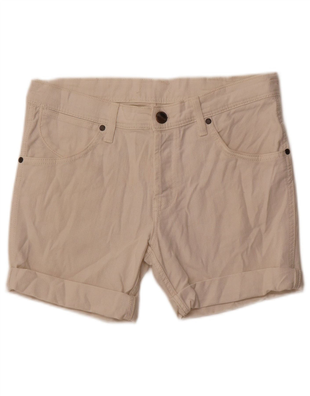 Wrangler Mujer Sly Denim Shorts W32 Grande Algodón Blanco Roto
