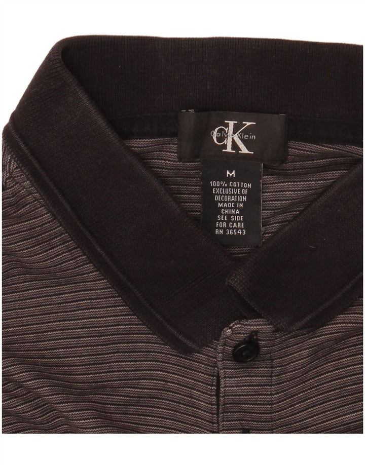 CALVIN KLEIN Polo para hombre de algodón a rayas gris medio