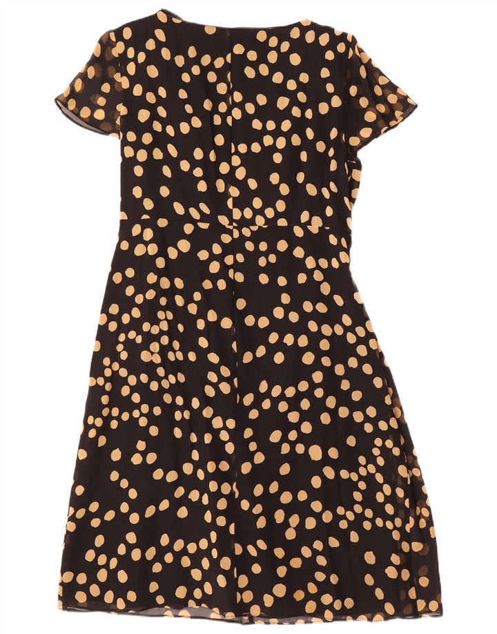 Fenn Wright Manson Vestido acampanado para mujer UK 44 Grande Seda negra con lunares