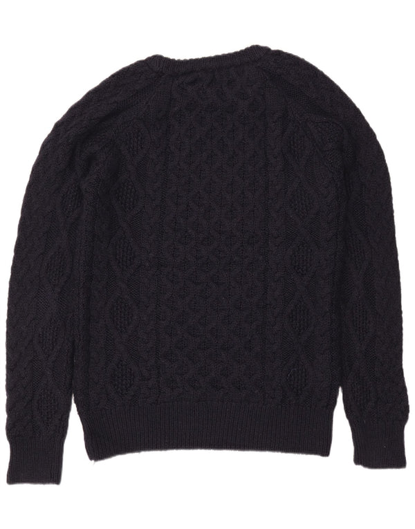 Zara Hombre Jersey Con Cuello Barco Sueter Grande Lana Azul Marino