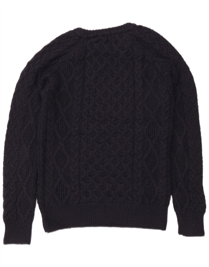 Zara Hombre Jersey Con Cuello Barco Sueter Grande Lana Azul Marino