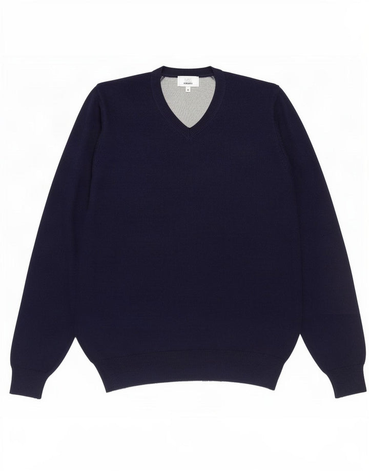 Marks & Spencer Jersey de corte regular con cuello en V para hombre Azul marino mediano