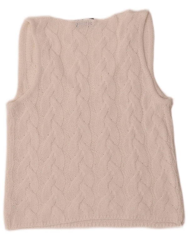 Vintage mujer crop chaleco camiseta sin mangas IT 40 pequeña viscosa blanca