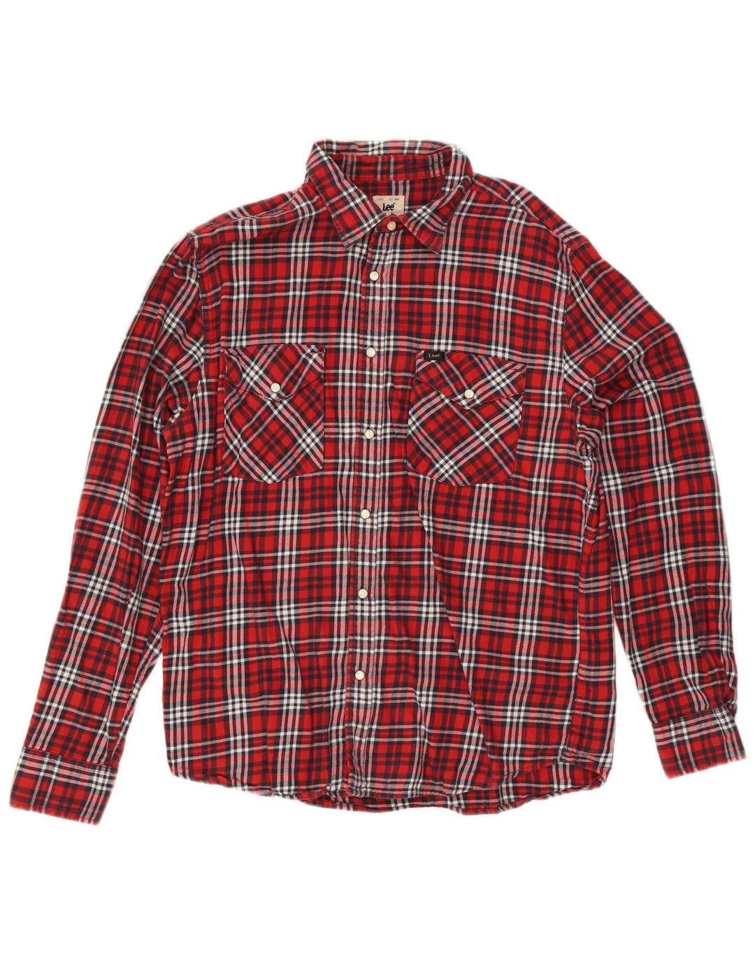Camisa de franela para hombre Lee XL de algodón a cuadros rojos