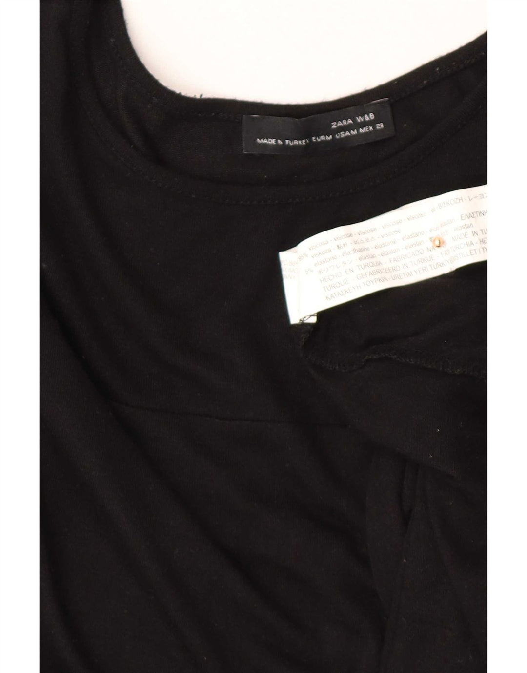 Zara Mujer Top Túnica De Manga Larga UK 44 Medium Viscosa Negra