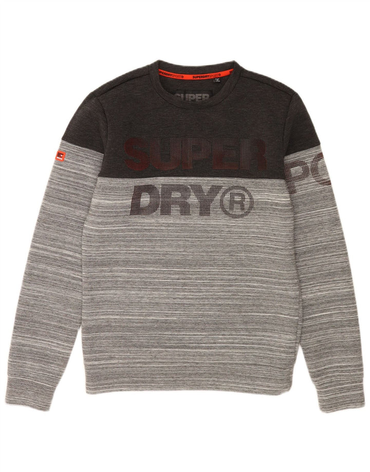 Superdry Hombre Sudadera Gráfica Jersey Pequeño Poliéster A Rayas Gris