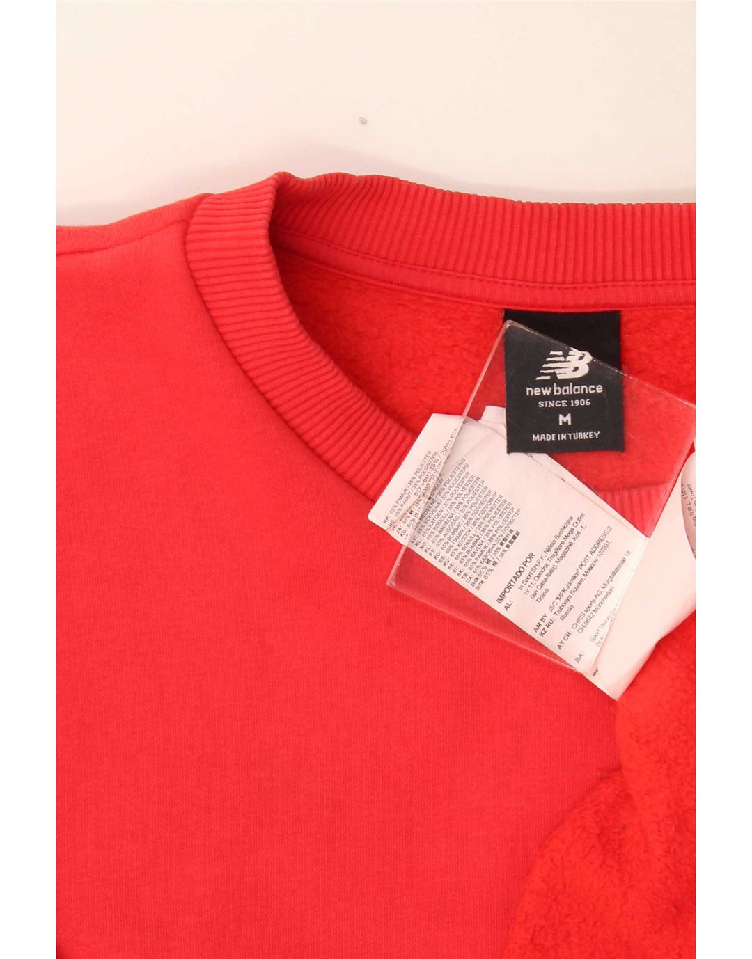 New Balance Hombre Sudadera Gráfica Jumper Algodón Rojo Mediano