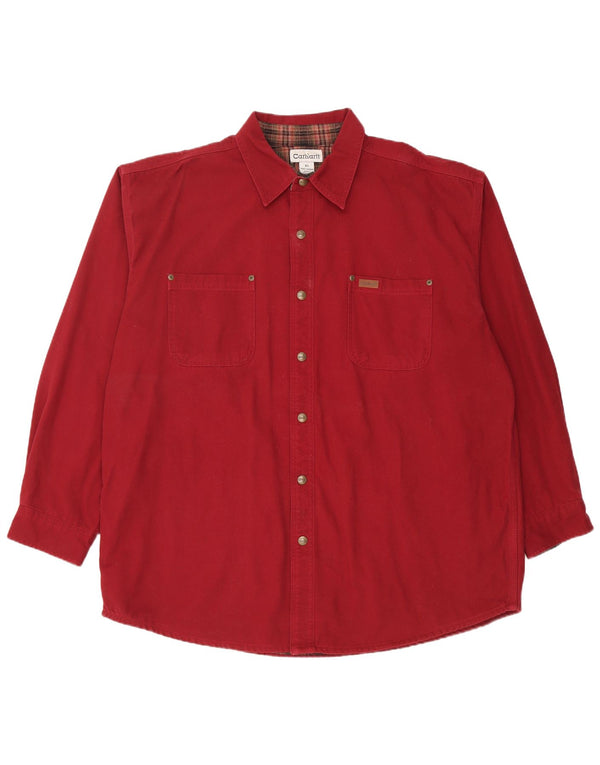 Carhartt Hombre Lumberjack Camisa XL Algodón Burdeos