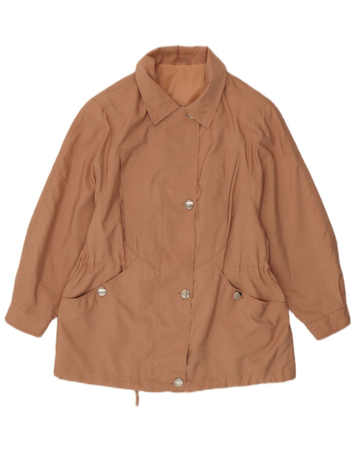 Vintage mujer bomber chaqueta Reino Unido 16 poliéster beige grande