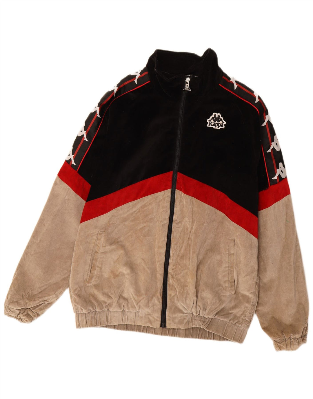 Kappa Mens Graphic Bomber Jacket UK 38 Medium Negro Colorblock Algodón