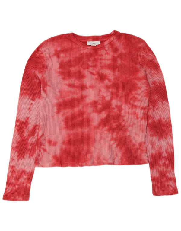 Topshop Top de mujer de manga larga UK 8 Small Red Tie Dye Poliéster