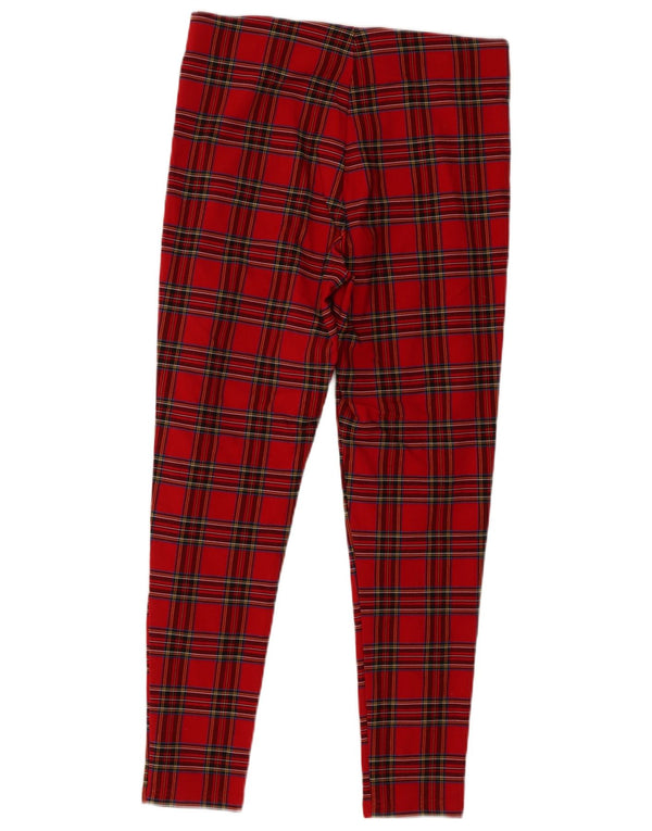 Zara Mujer Pantalón Casual Pitillo Grande W30 L26 Cuadros Rojos