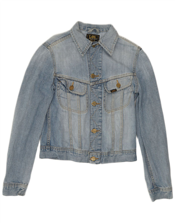 Lee Chaqueta Vaquera para Mujer UK 12 Algodón Azul Medio