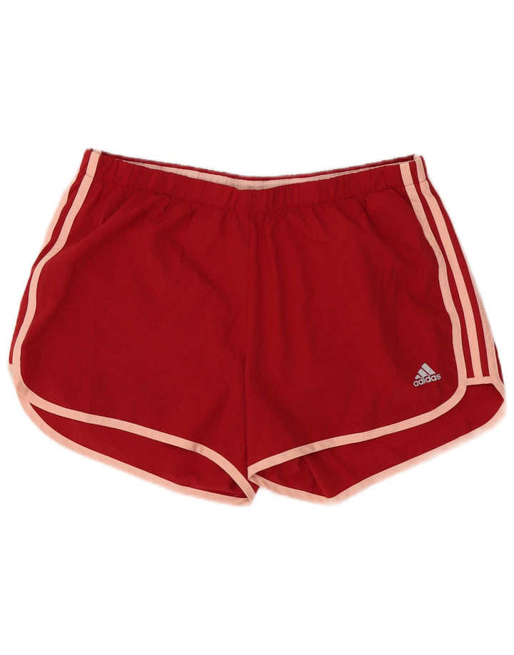 ADIDAS Pantalones cortos deportivos Climalite para mujer Reino Unido 14 Grande Poliéster rojo