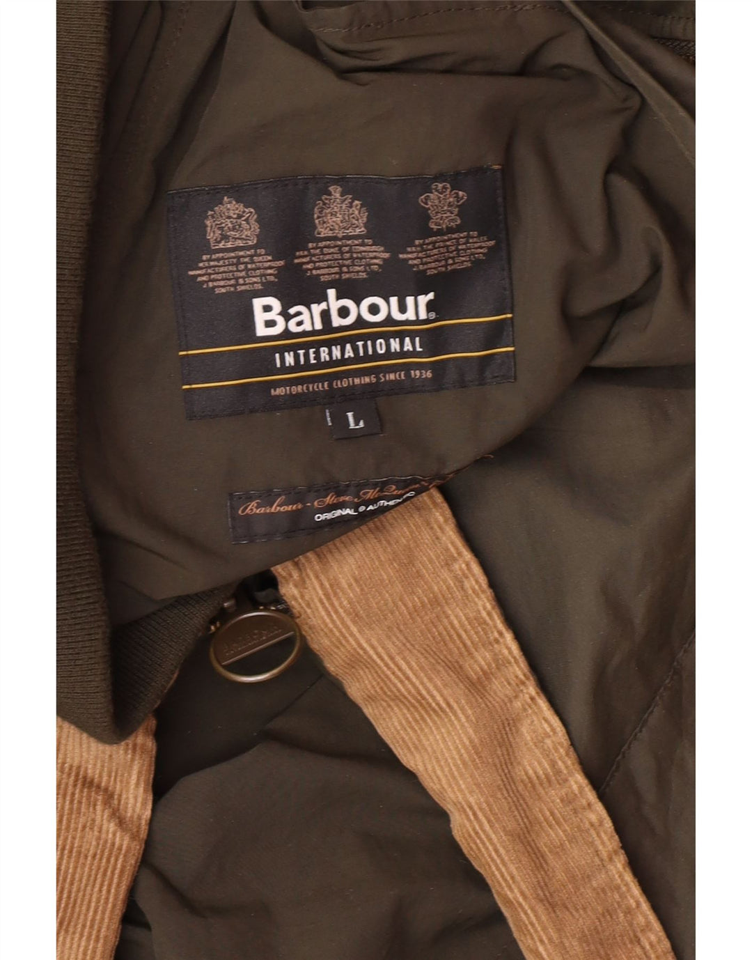 BARBOUR Chaqueta bomber para hombre UK 40 Large Caqui Poliamida