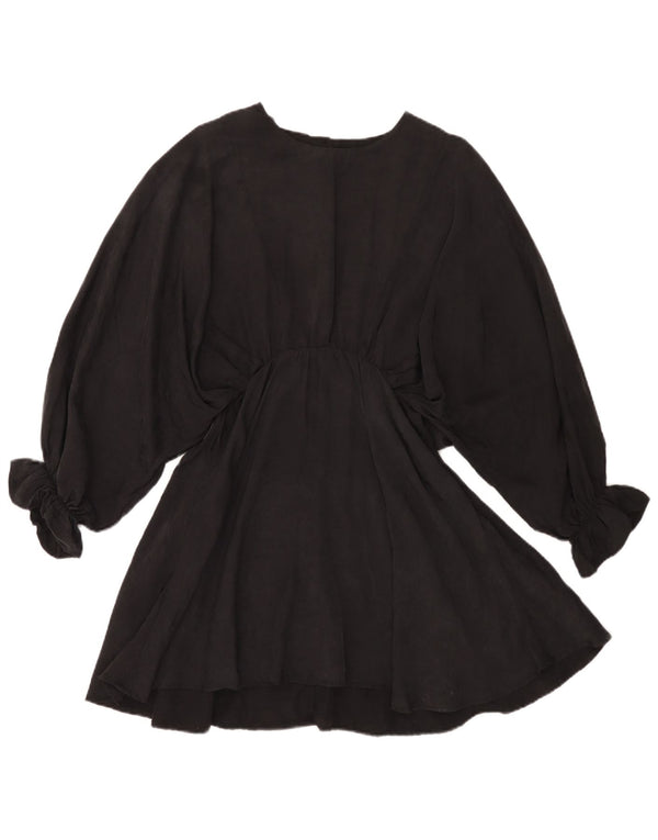 Zara Vestido con vuelo de manga larga para mujer UK 10 Small Grey Lyocell
